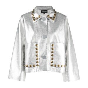 CYNTHIA ROWLEY Studded Vegan Leather Jacket